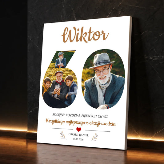 Personalizowany fotokolaż na płótnie z imieniem i własnym tekstem – urodzinowy prezent dla niego
