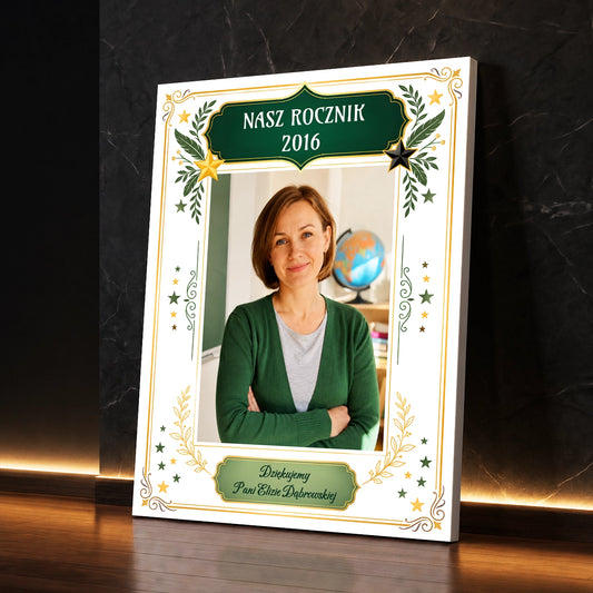 Personalizowany prezent dla nauczycielki na koniec roku - zdjęcie na płótnie z podziękowaniem od uczniów