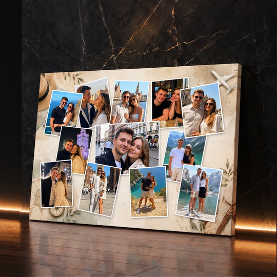 Oryginalny prezent dla pary na rocznicę – kolaż na płótnie 12 zdjęć zakochanych