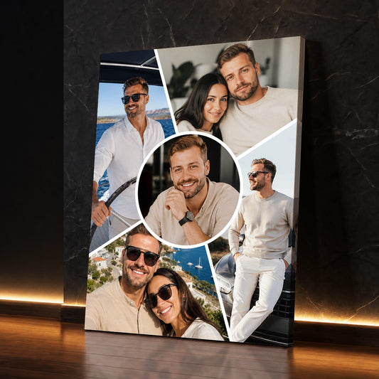 Personalizowany kolaż ze zdjęć dla mężczyzny z pięciu fotografii – prezent na urodziny i inne okazje