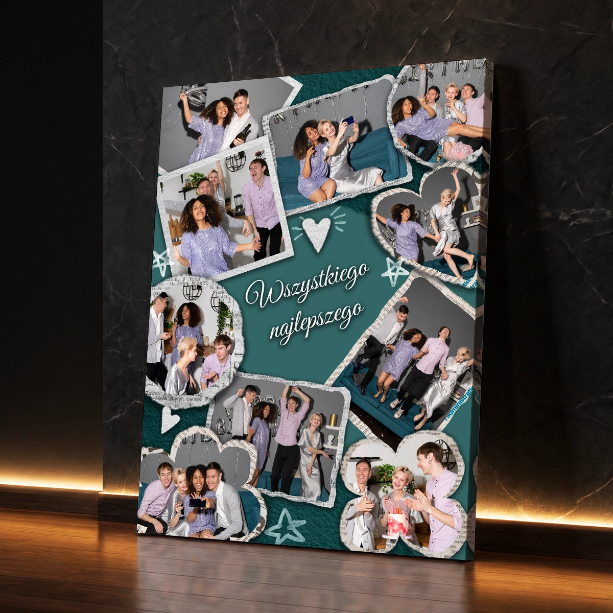 Personalizowany prezent dla przyjaciółki na urodziny od znajomych - kolaż na płótnie przedstawiający wspólne chwile