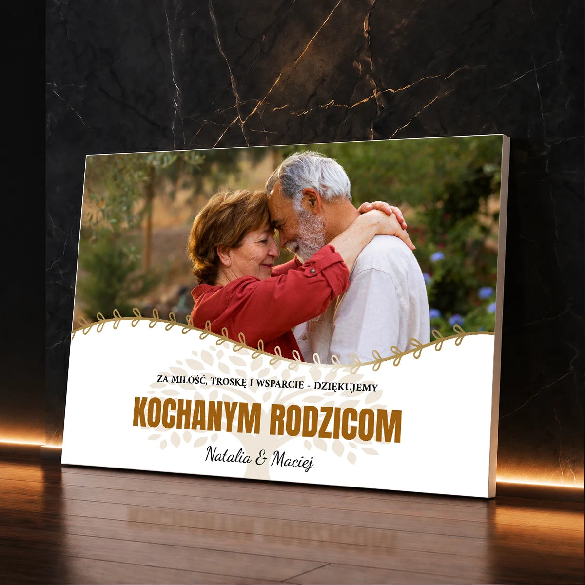 Personalizowany fotoobraz na płótnie dla rodziców – podziękowanie na ślub ze zdjęciem i dedykacją Kochanym Rodzicom