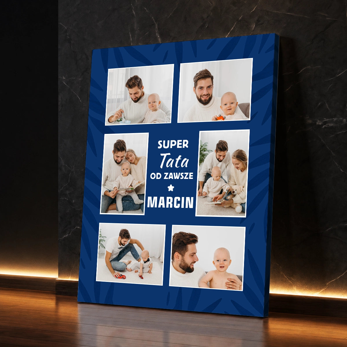 Personalizowany prezent dla taty na Dzień Ojca od dziecka - kolaż na płótnie przedstawiający ojca i dziecko