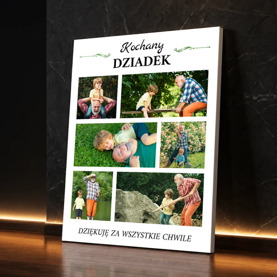 Pomysł na prezent dla dziadka na urodziny – kolaż na płótnie Kochany Dziadek