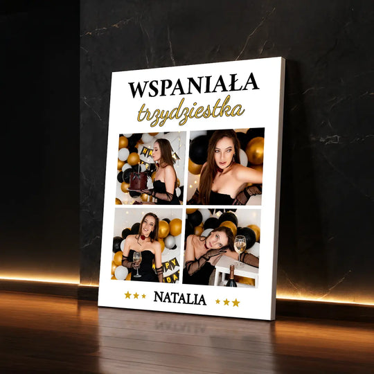 Oryginalny prezent na 30 urodziny dla niej – fotokolaż na płótnie Wspaniała trzydziestka