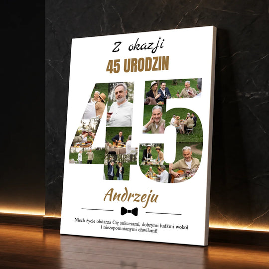 Oryginalny prezent na 45 urodziny dla niego – kolaż na płótnie Niezapomniane Chwile